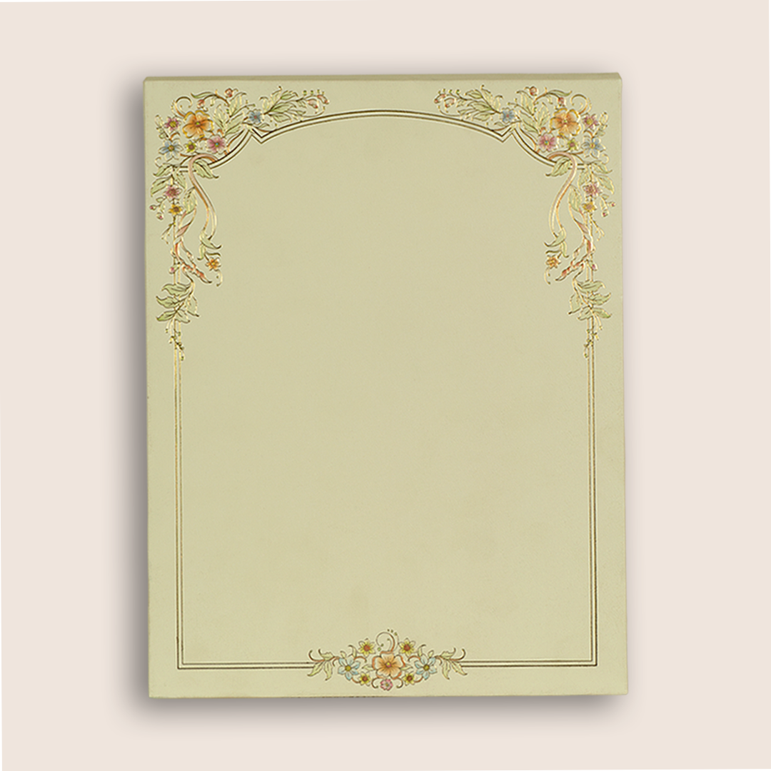Cream Padded Floral Invitation Card - KAA06430