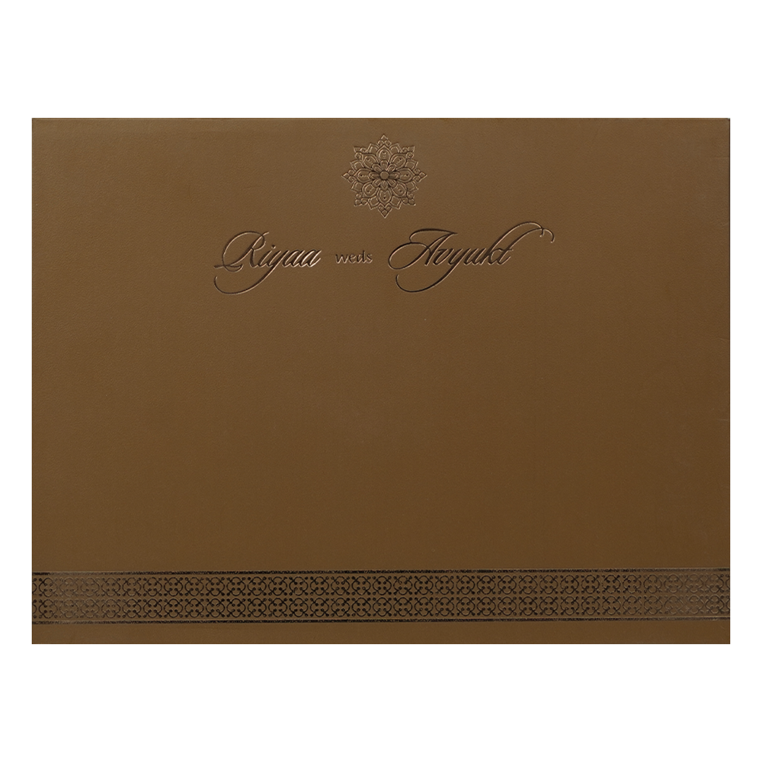 Brown Padded Floral Wedding Card-KRC31600