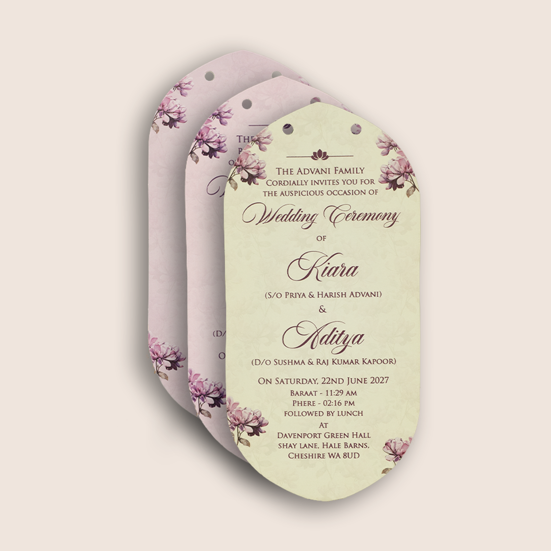 Lavender Floral Laser Cut Marriage Card - KFR17230