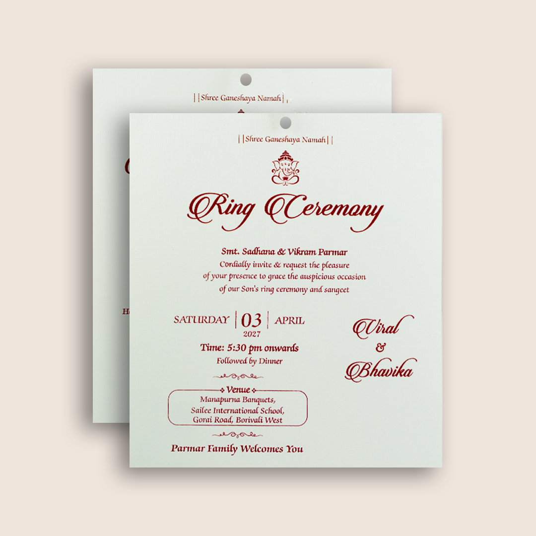 White Embossed Floral Wedding Invitation - KMARA560