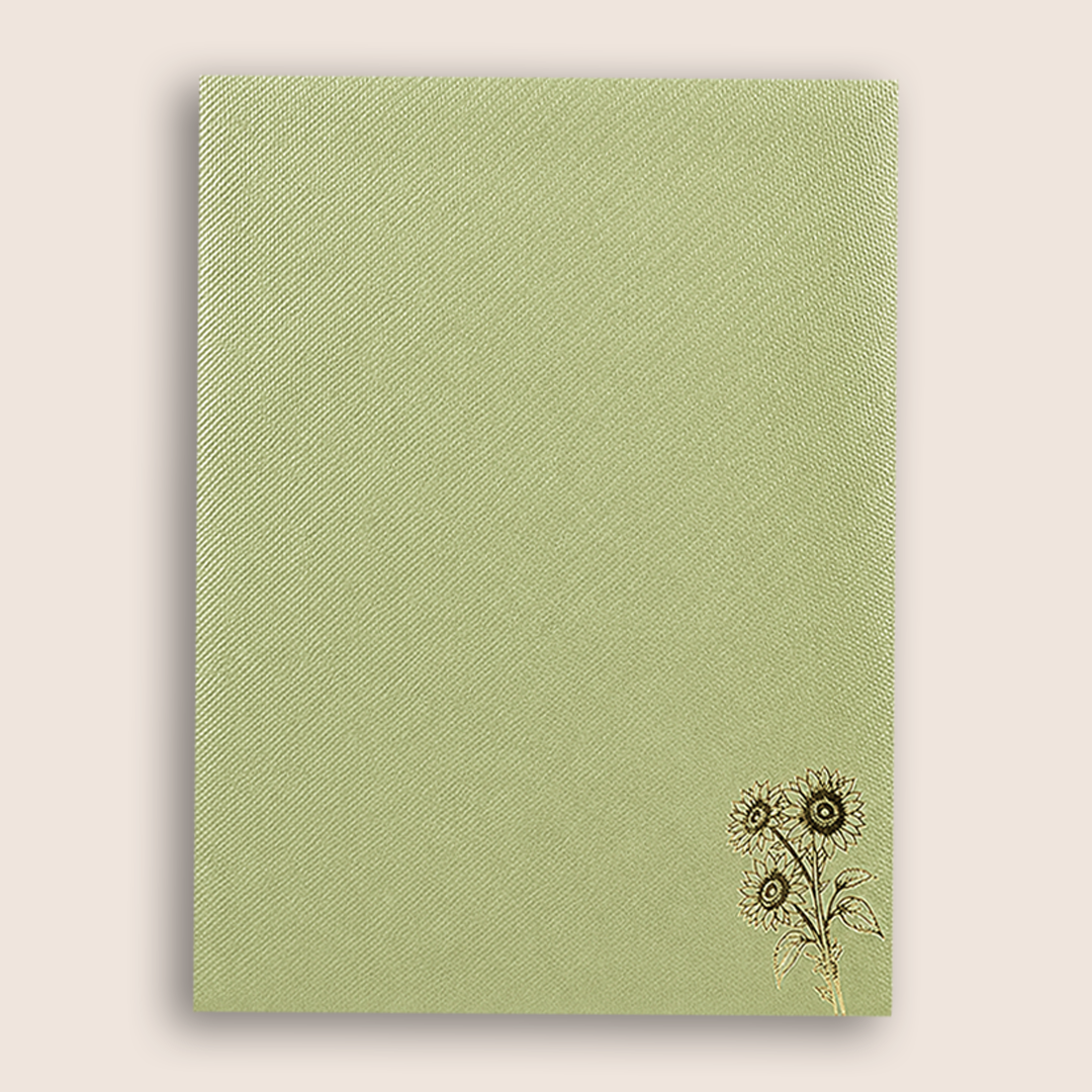 Olive Green Floral Door Style Wedding Card - KNKTGN048