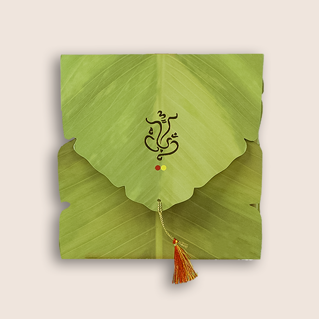 Green Banana Leaf Style Invitation Card - KJP25040