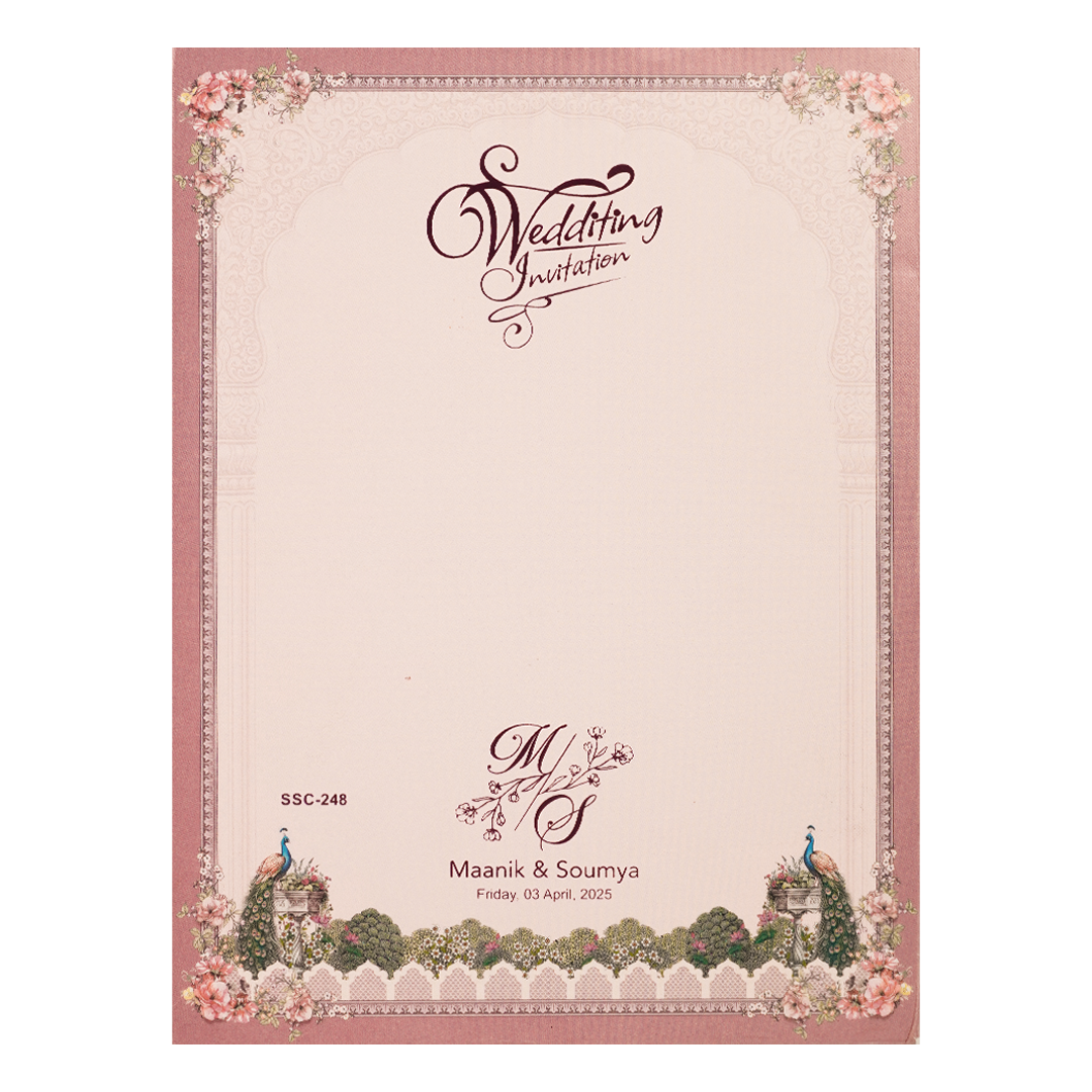 Pink Royal Couple Palace Padded Wedding Card-KSSC2480