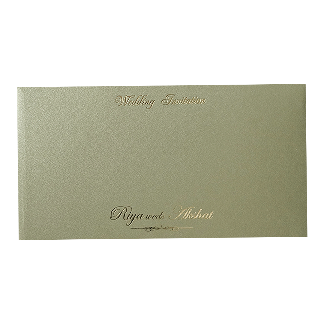 Dark Green Simple Padded Wedding Card-KMMWD1168