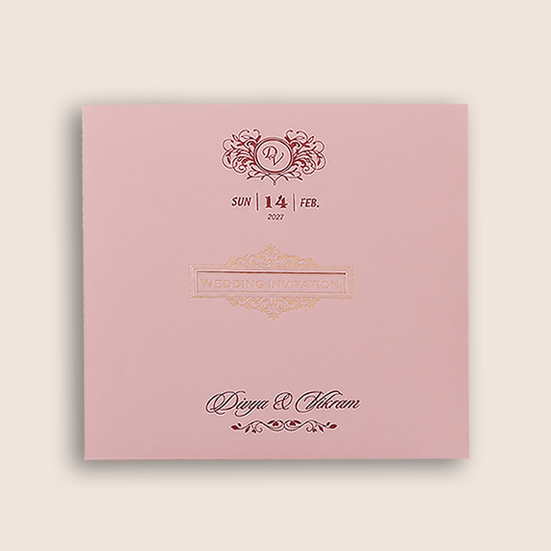 Pink Floral Lattice Wedding Card - KNRS6901
