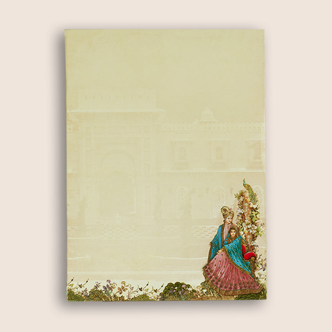 Sandal Laser Cut Bride Groom Padded Wedding Card - KAA05830
