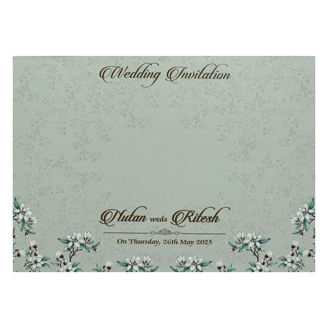 Grey Medallion Padded Wedding Card-KRE27870