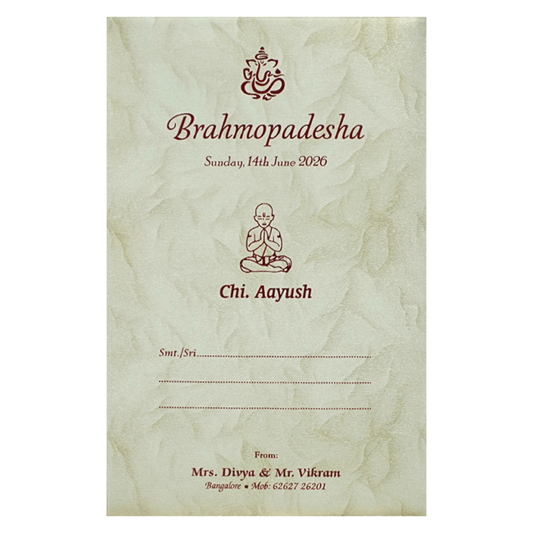 Maroon Gold Prayer Pose Wedding Card-KNPD1668