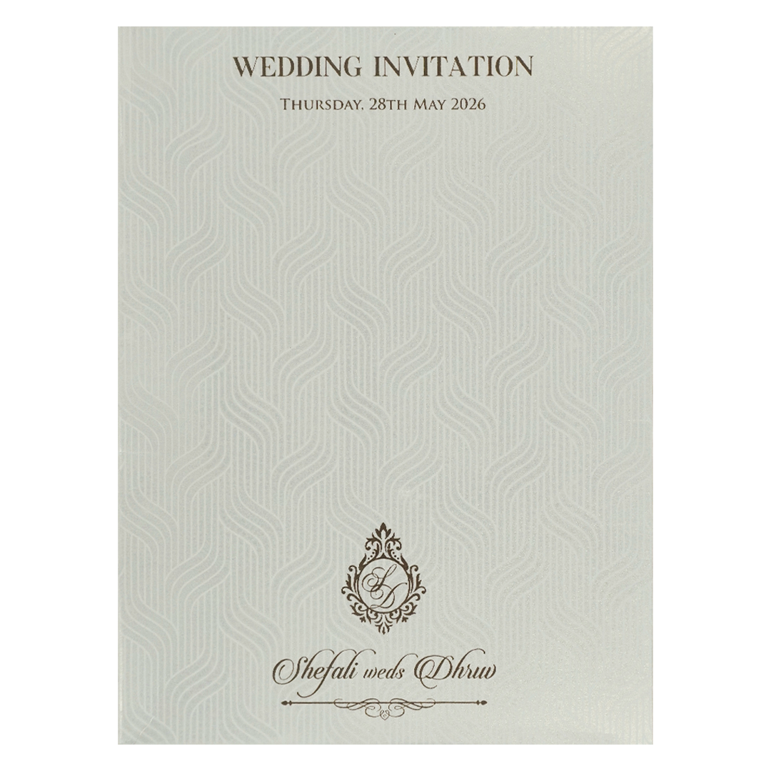 White Ganesha Arch Wedding Card-KRE28410
