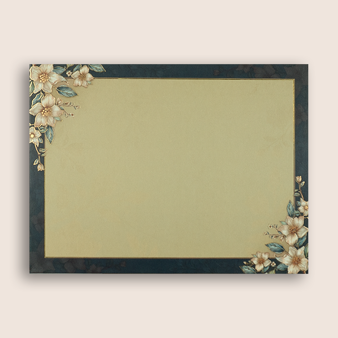 Royal Blue Floral Padded Wedding Card - KAA06000