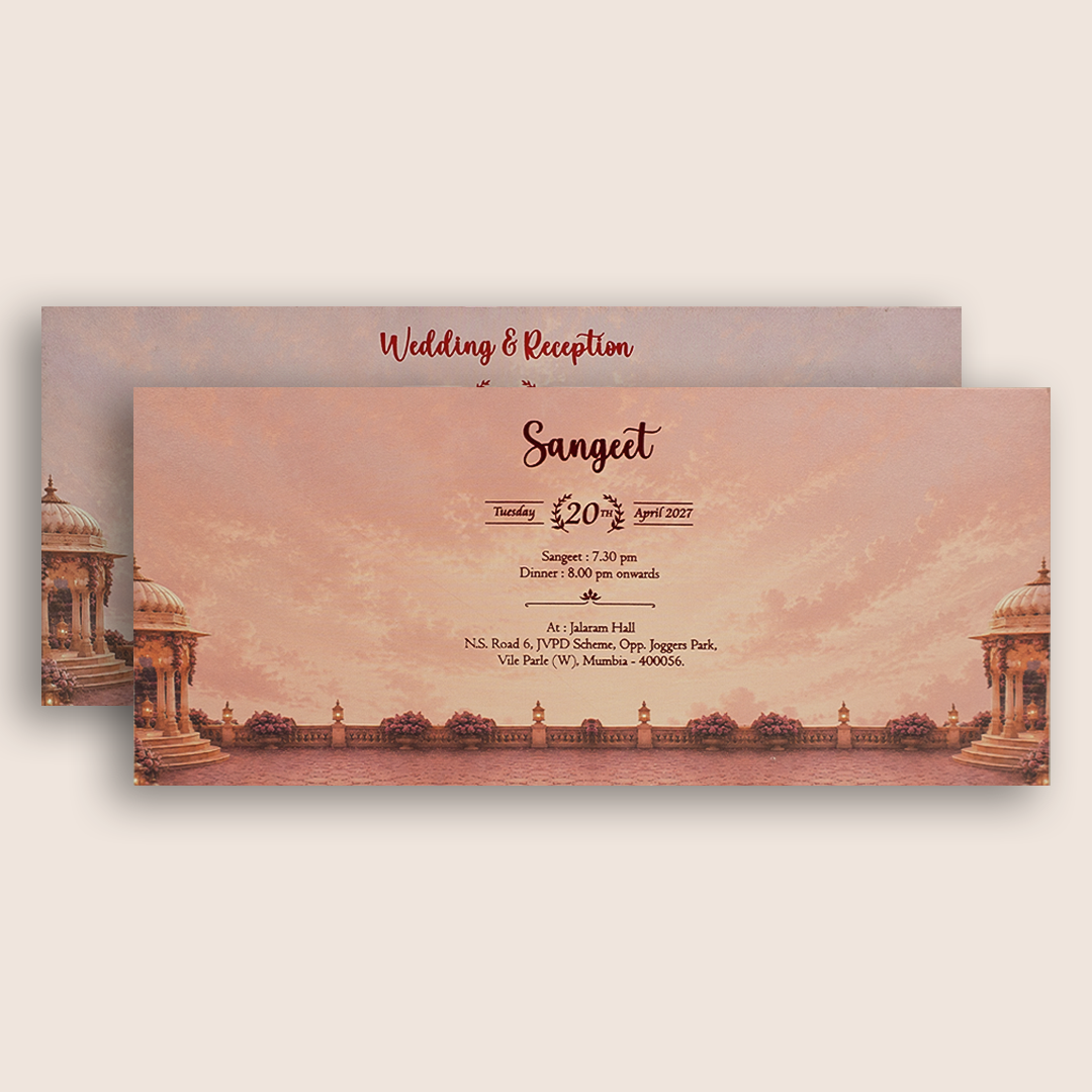 Beige Bharaat Laser Cut Padded Wedding Card - KPR026210