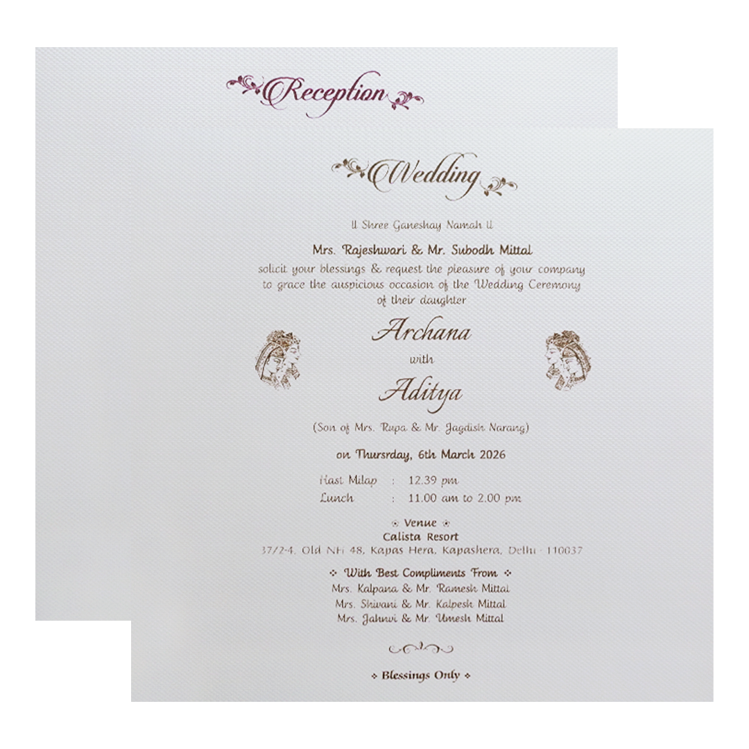Blue Luxury Floral Wedding Invitation-KMMWD1135