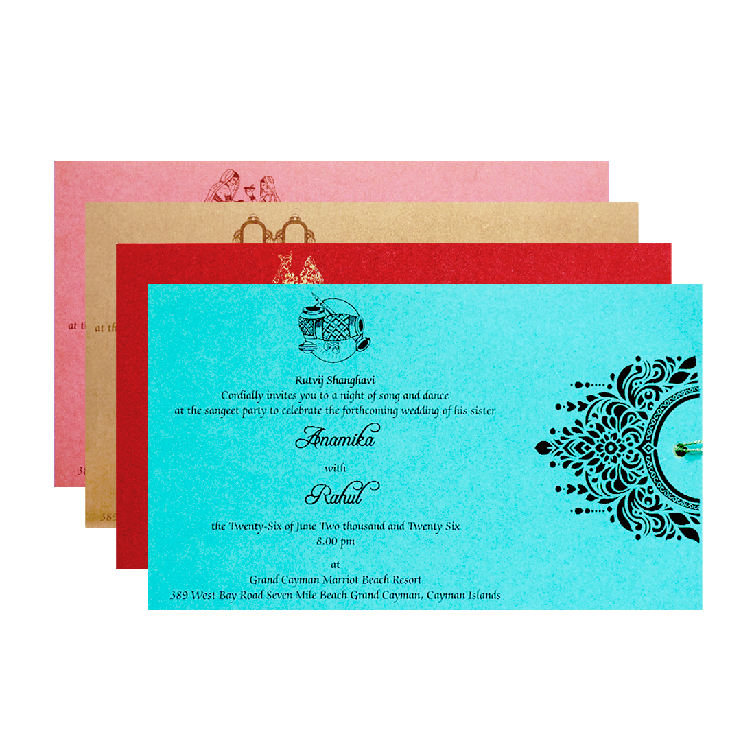 Blue Gold Mandala Cutout Wedding Card-KPR06360