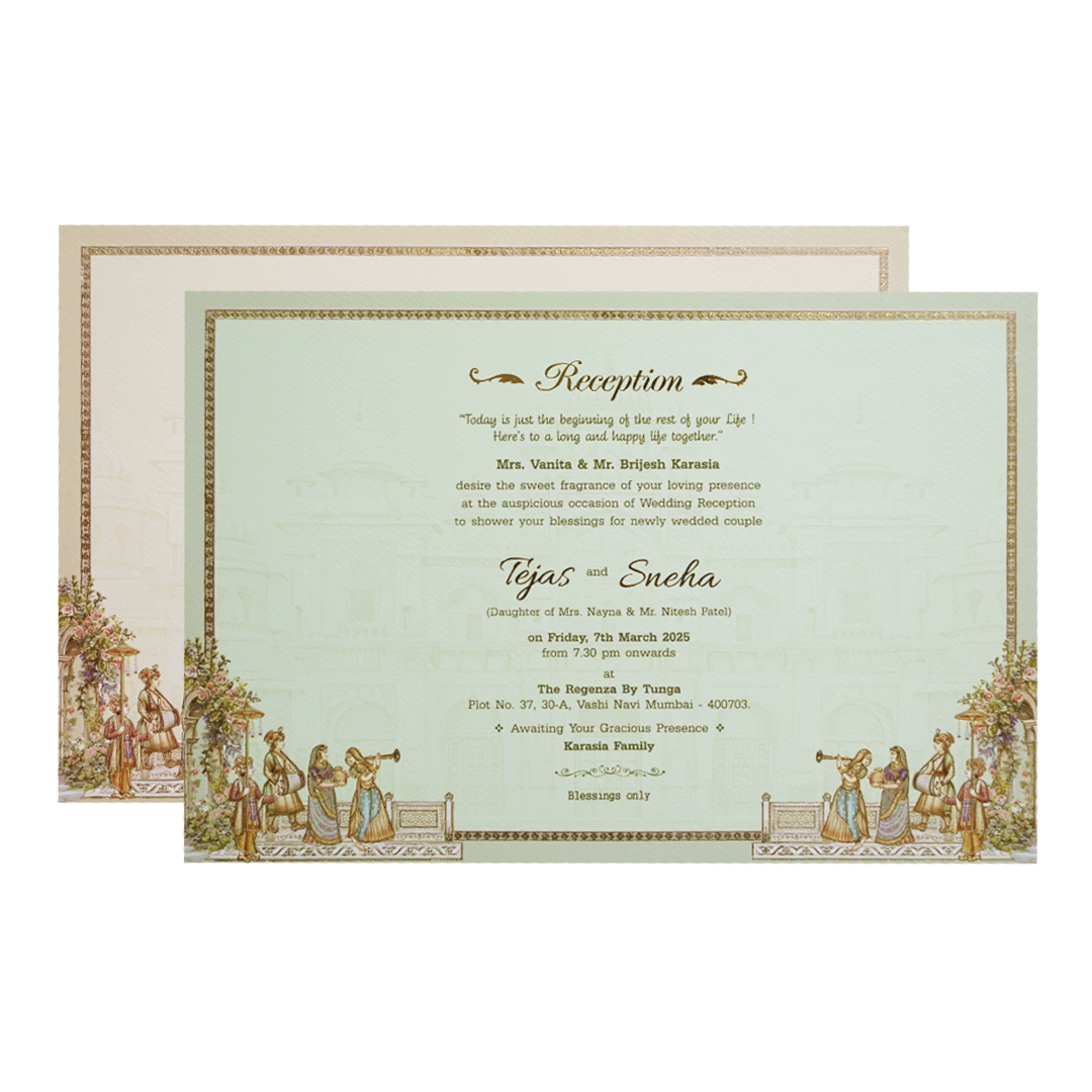 Grey Palace Laser Cut Padded 3D Couple Wedding Card-KMMEX8120