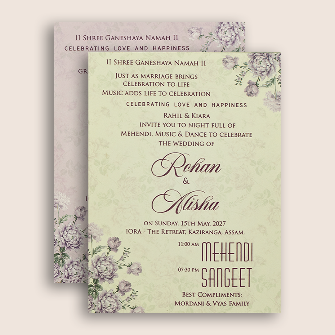 Lavender Floral Door Style Padded Marriage Card - KFR17340