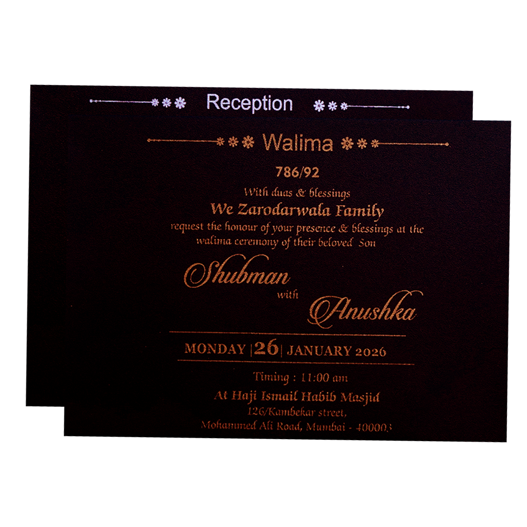 Luxury Black & Gold Embossed Wedding Invitation Box-KRB09712