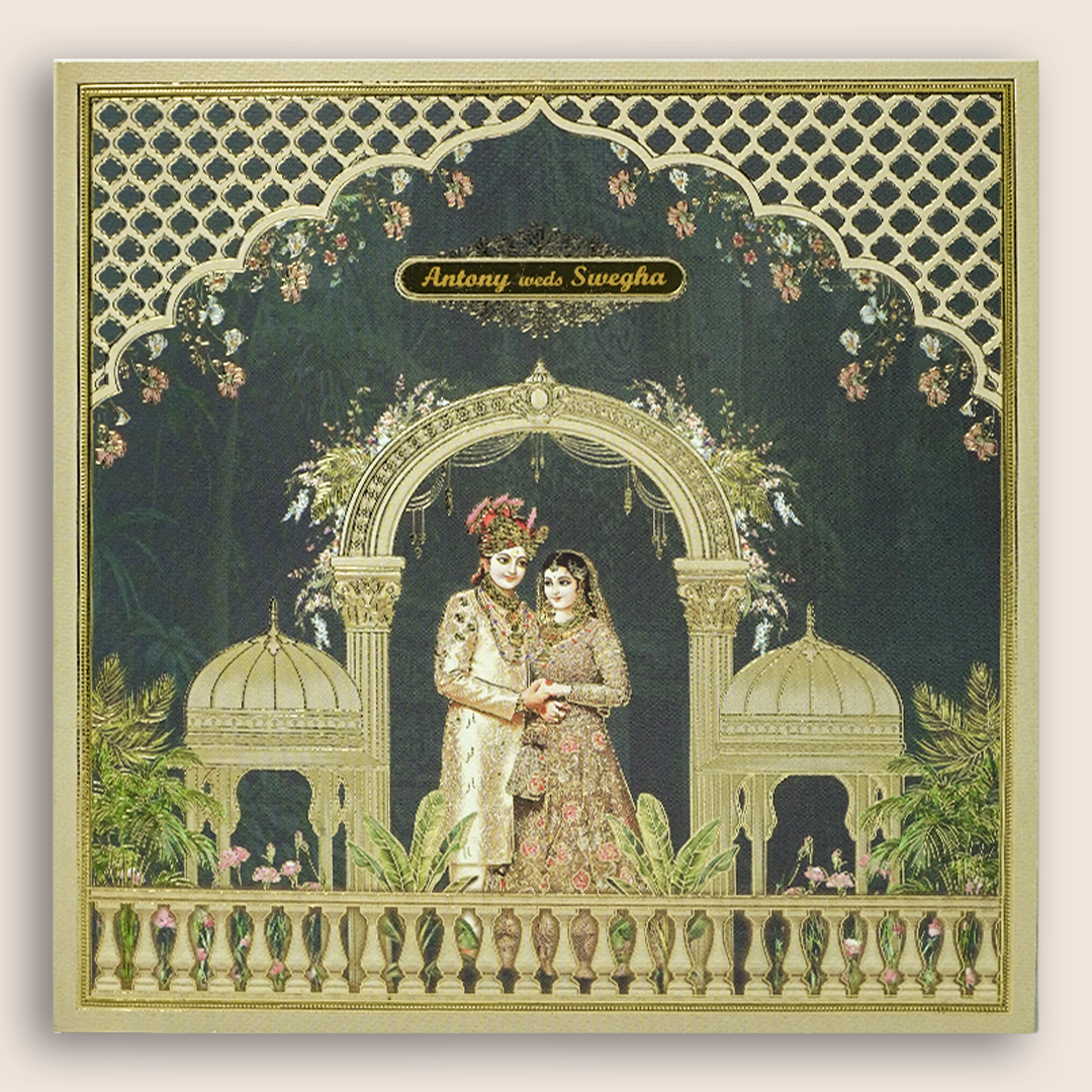 Green Bride Groom Wedding Card - KNKD8114
