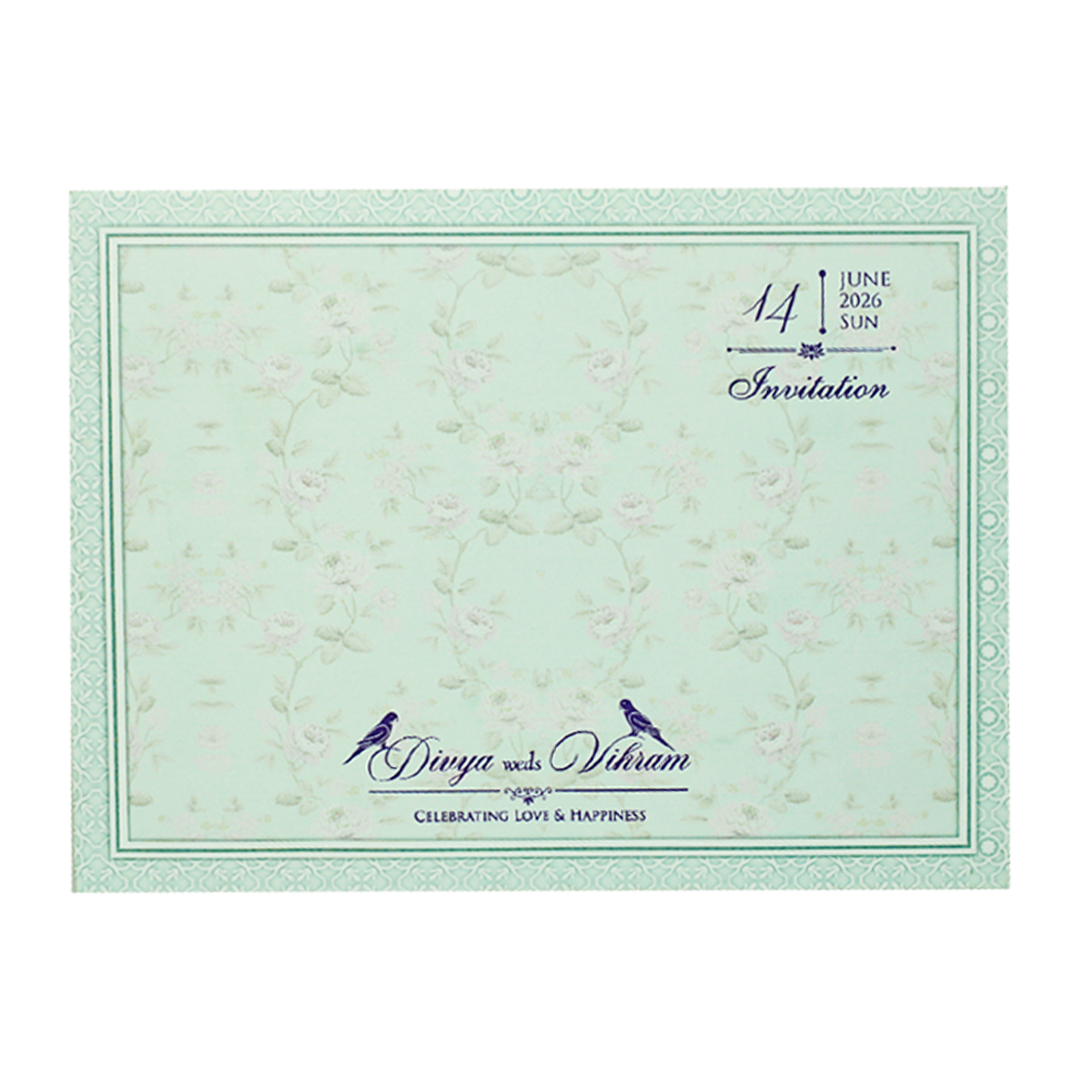 Blue Floral MDF Wedding Card Design-KNKO7602