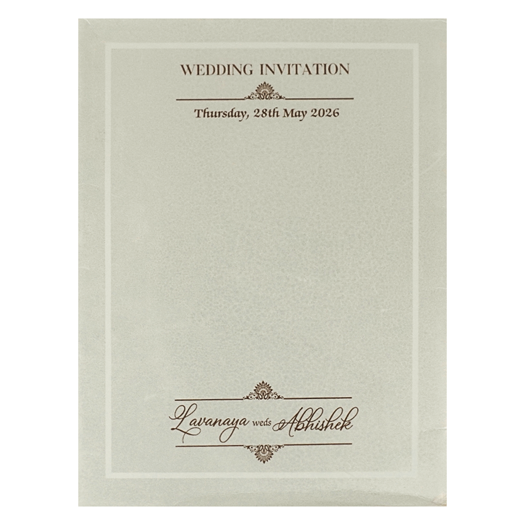 White Padded Ganesha Floral Premium Wedding Card-KRE26860