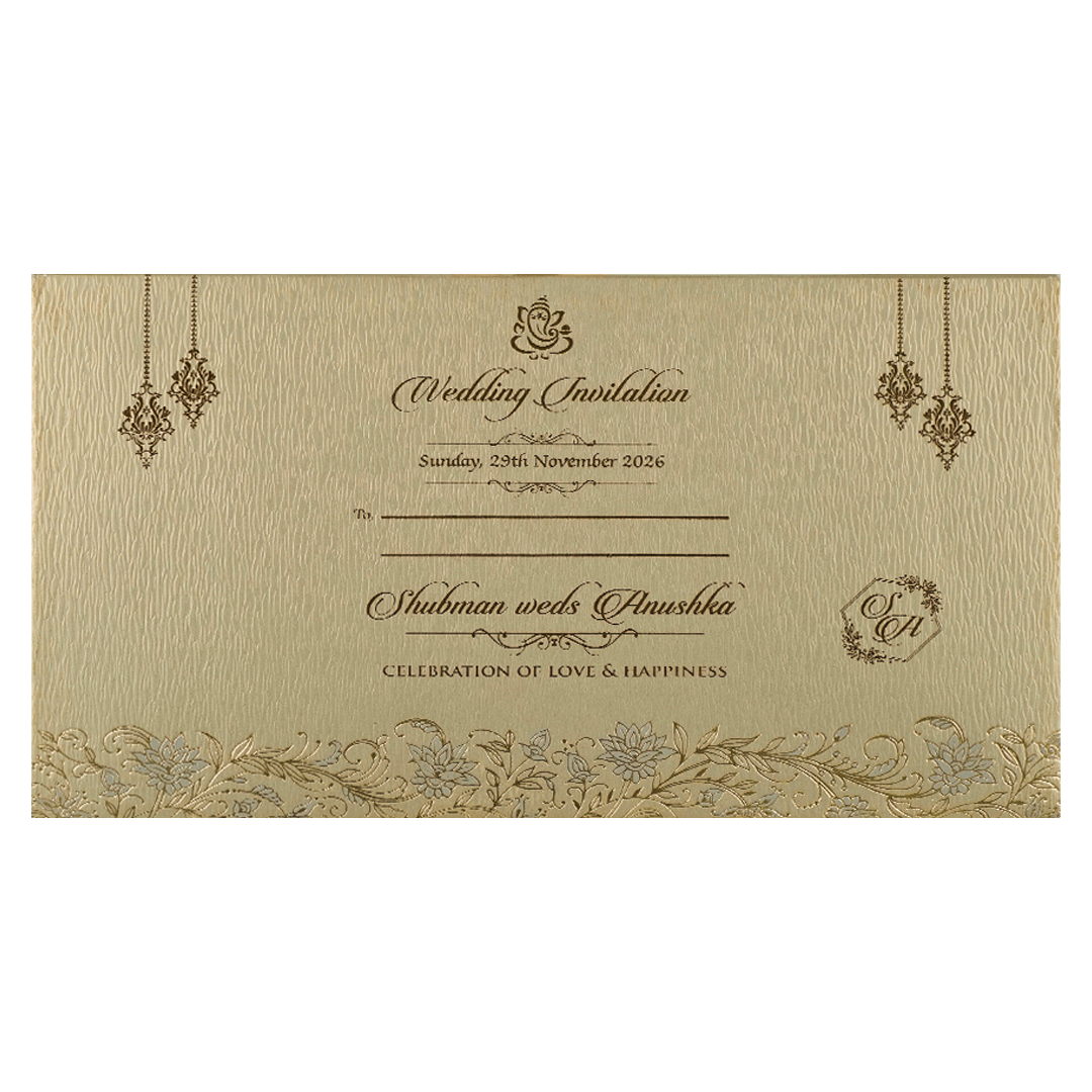 Grey Gold Door Style Padded Wedding Card-KRB09321