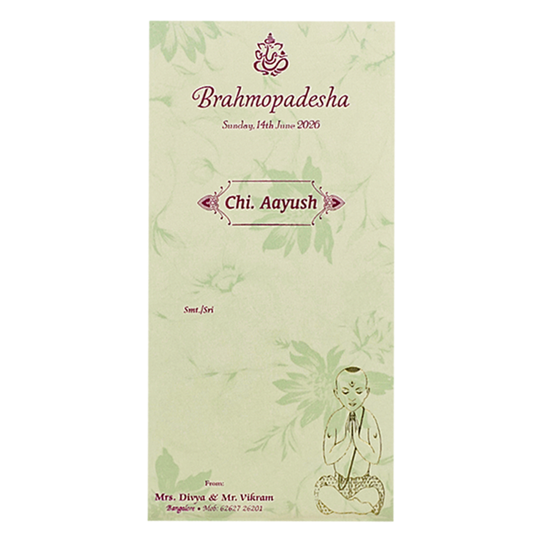 Cream Thread Ceremony Invitation Card-KNPD3217