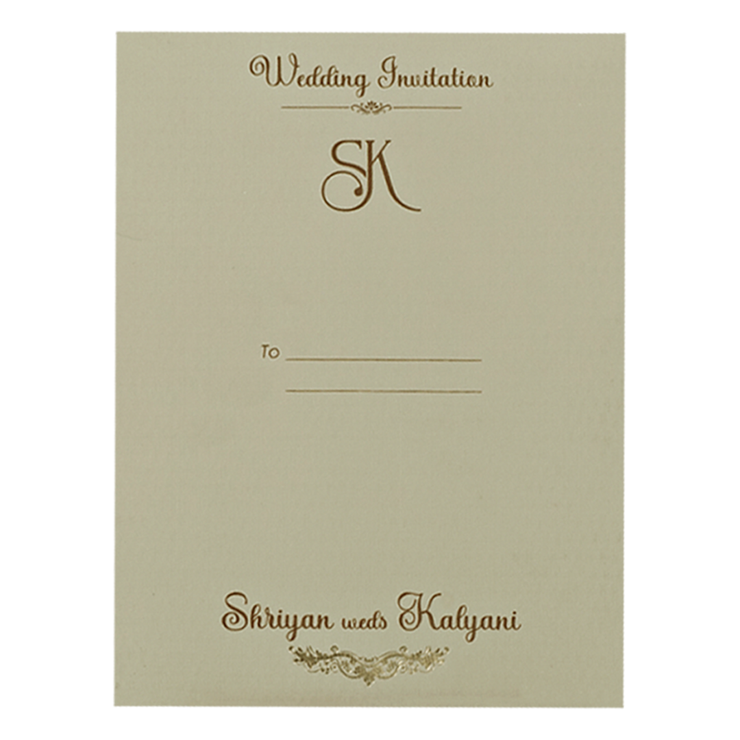 Grey Gold Frame Wedding Card-KSI64940