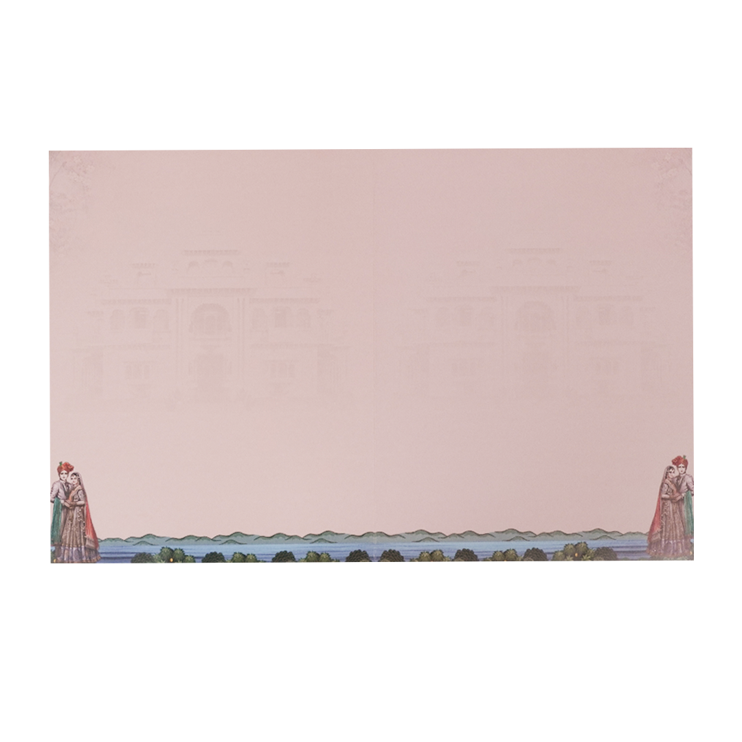 Pink Royal Horse Couple Wedding Card-KNKJ1154