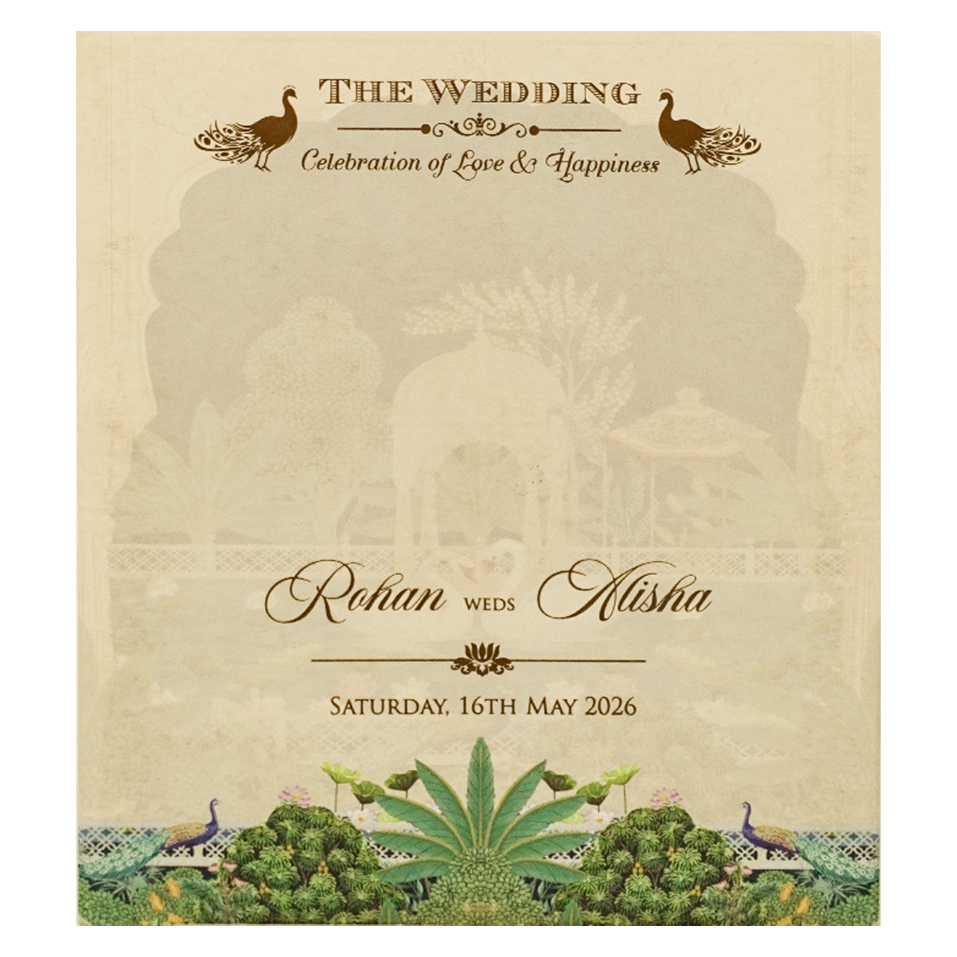 Luxury Cream Garden Laser-Cut Wedding Card - KFR16220