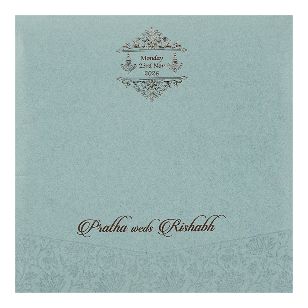 Sky Blue Tassel Envelope Wedding Card-KPR06180