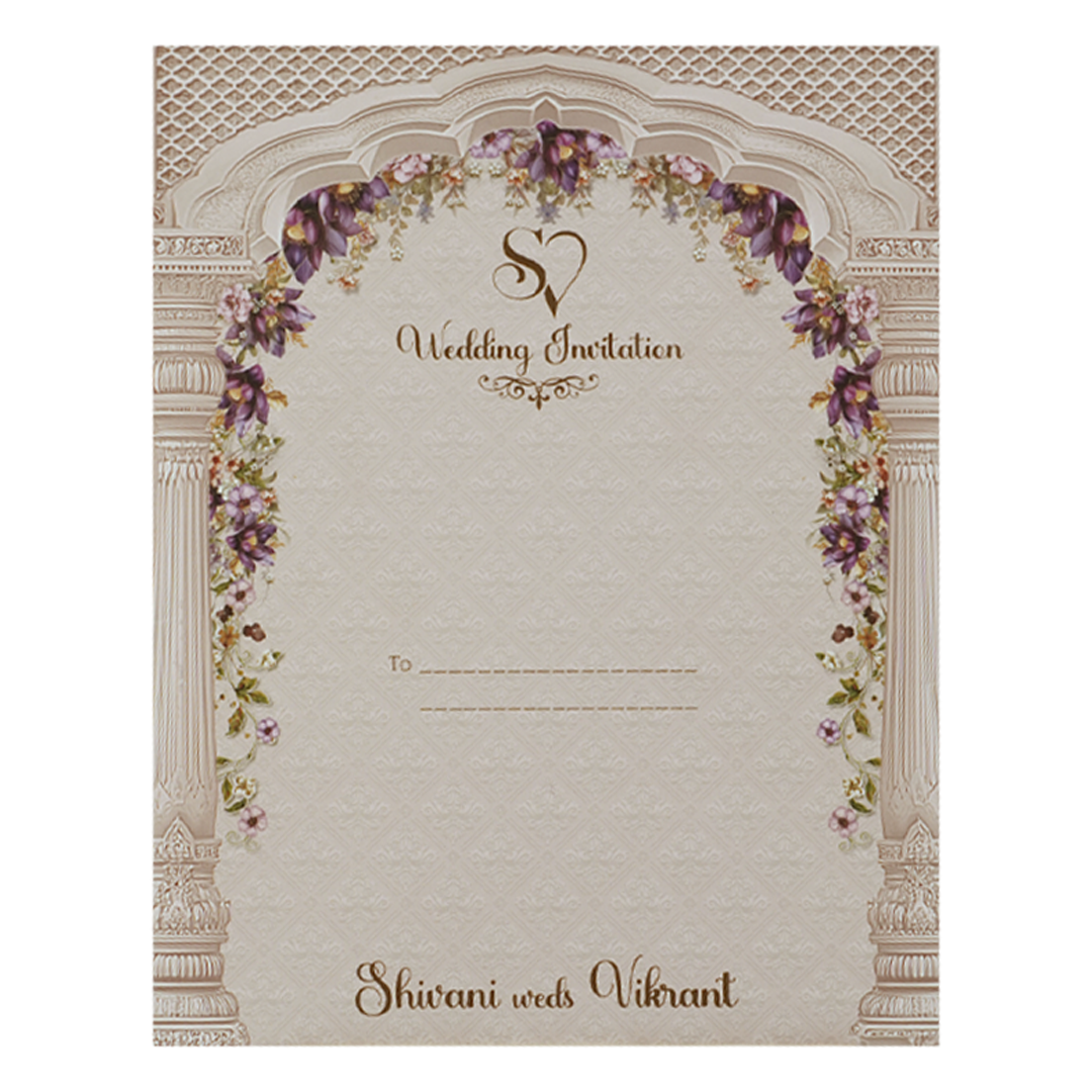 Pink Arch Floral Wedding Card-KSI65070
