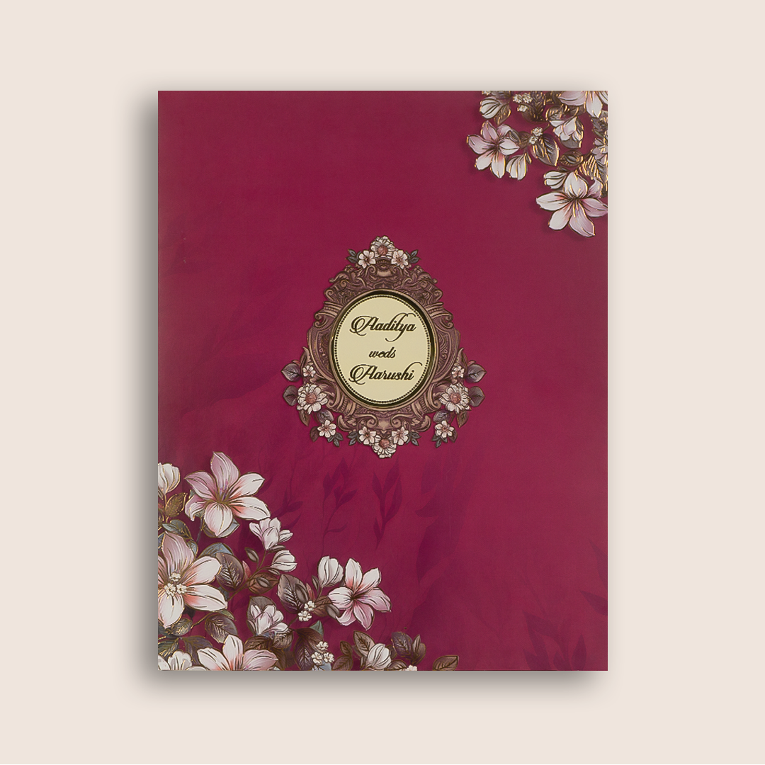 Pink Elegant Floral Wedding Card - KAA05130