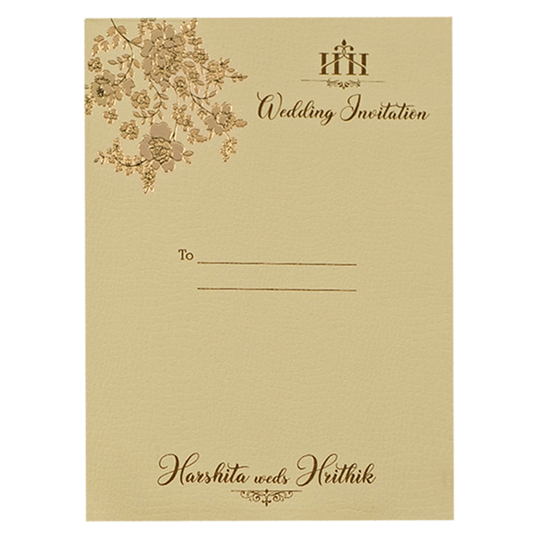 Cream Pink Floral Wedding Card-KSI64860