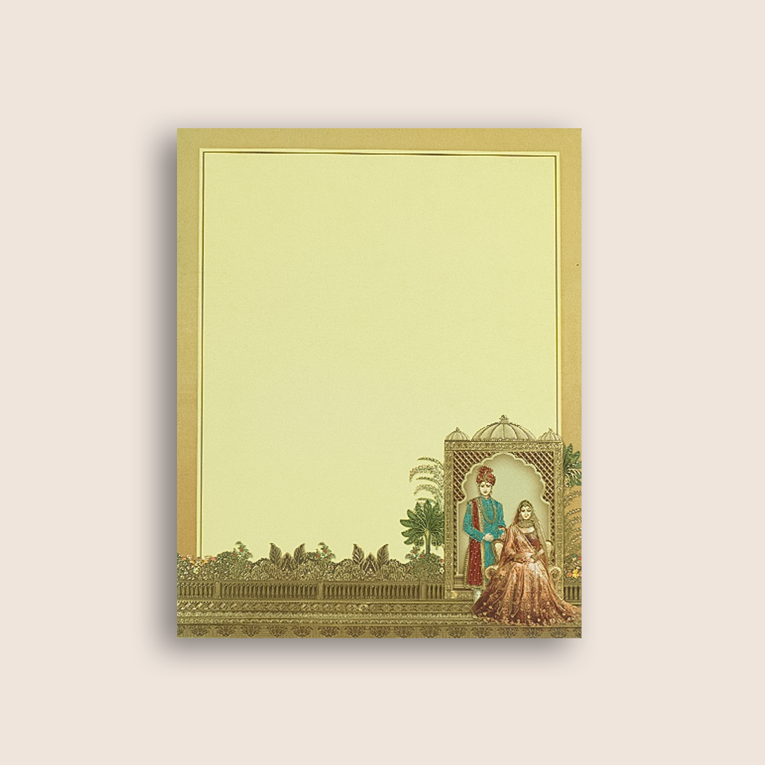 Brown Jharokha Bride Groom Padded wedding Invitation - KAA06380