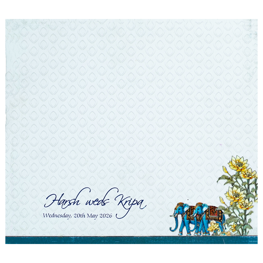 White Padded Floral Wedding Card-KPR25080
