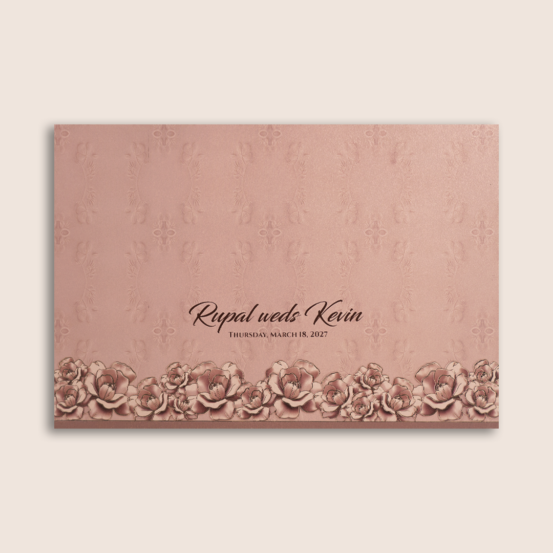 Pale Pink Laser Cut Padded Wedding Card - KPR024840
