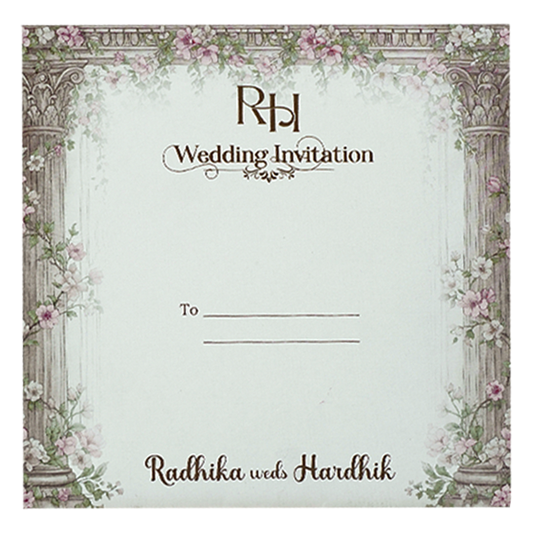 Pink Arch Floral Wedding Card-KSI65130