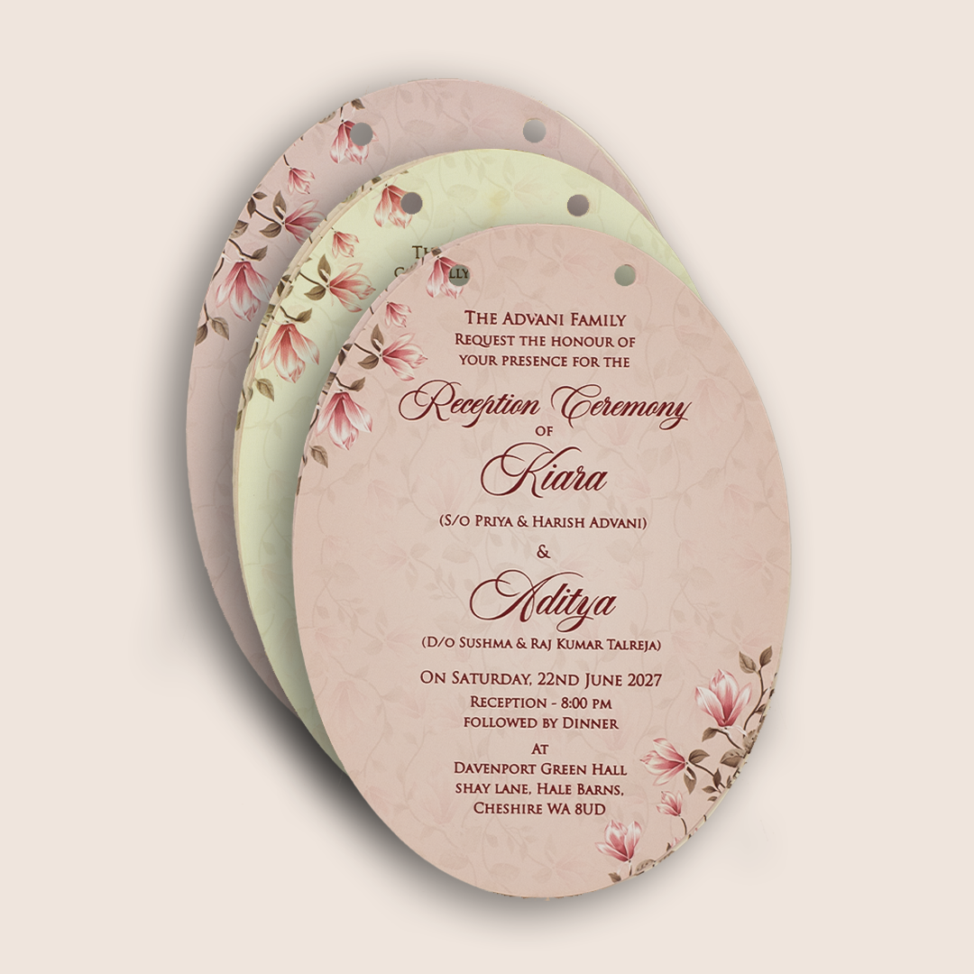 Pastel Pink Lilly Flower Laser Cut Wedding Invitation - KFR17210