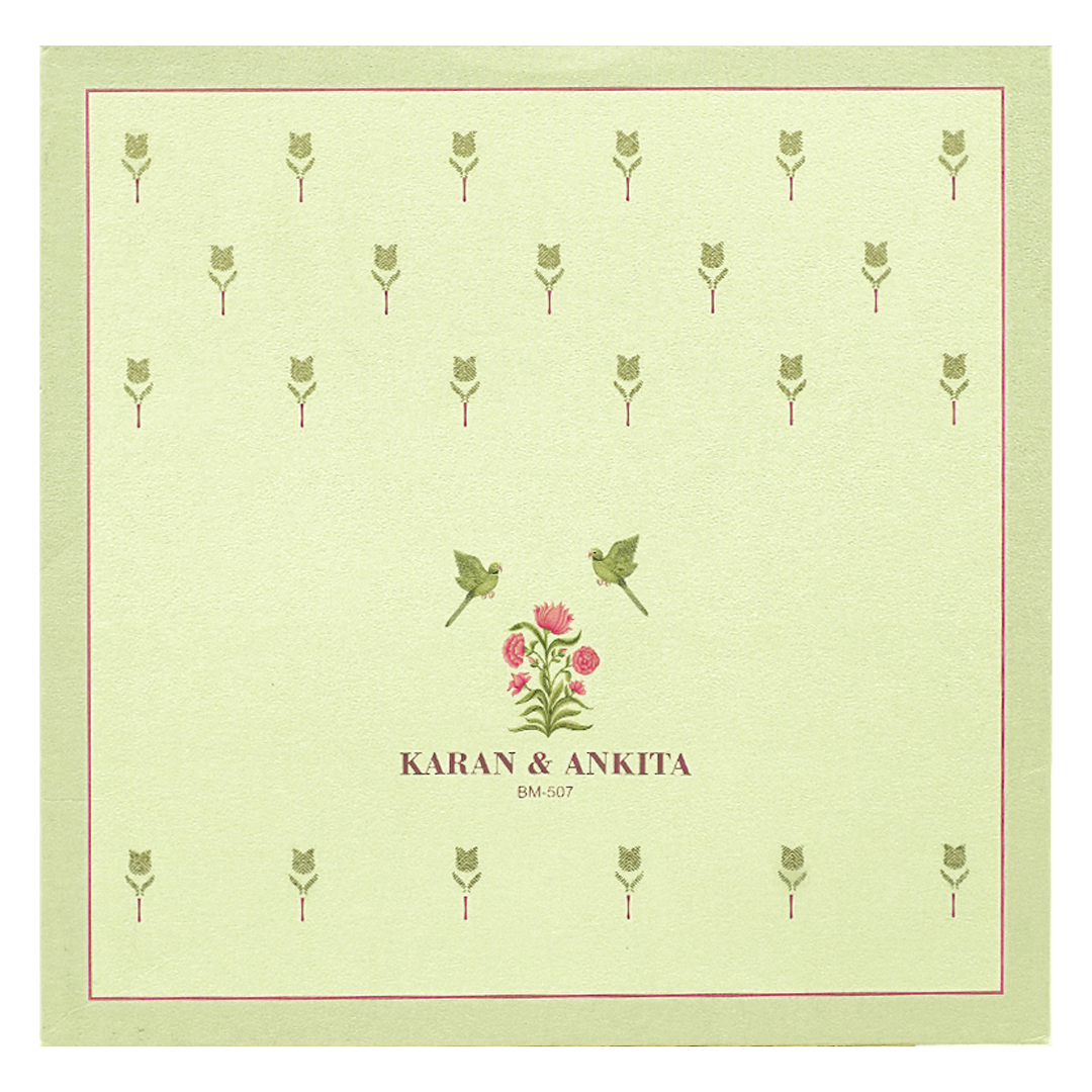 Green Floral Padded Wedding Card - KBM05070