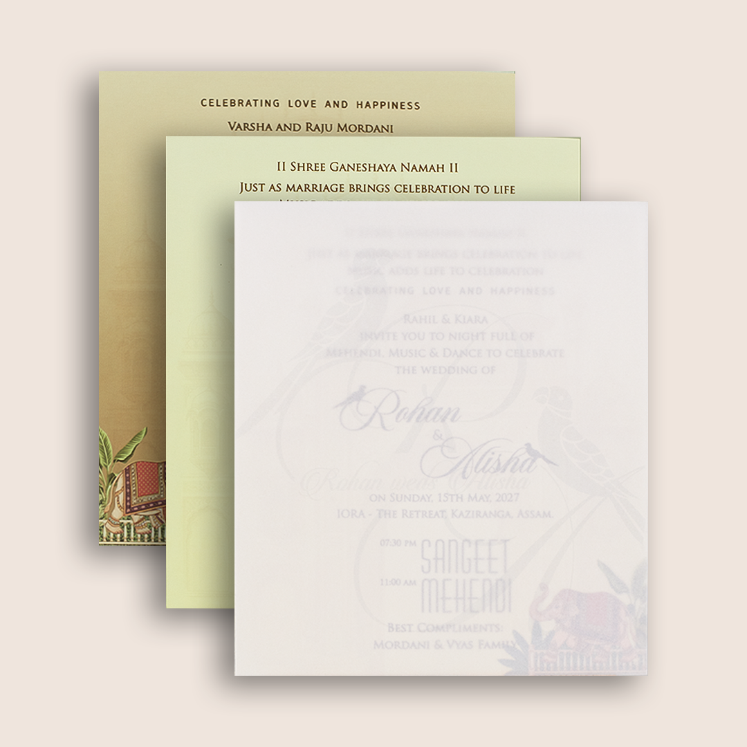 Sandal Laser Cut Elephant Wedding Invitation - KFR17270