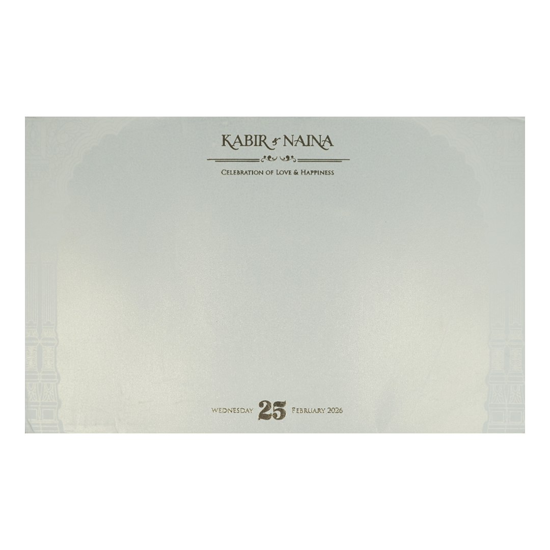 White Palace Arch Padded Wedding Card-KRE28060