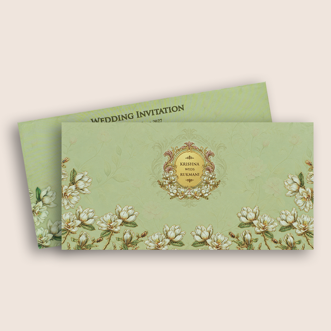 Pastel Green Floral Wedding Card - KJTS1933