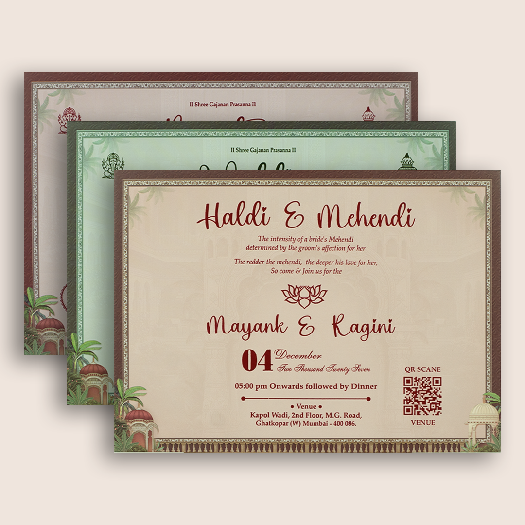 Pink Bride Groom Door Style Padded Wedding Card - KSH18880