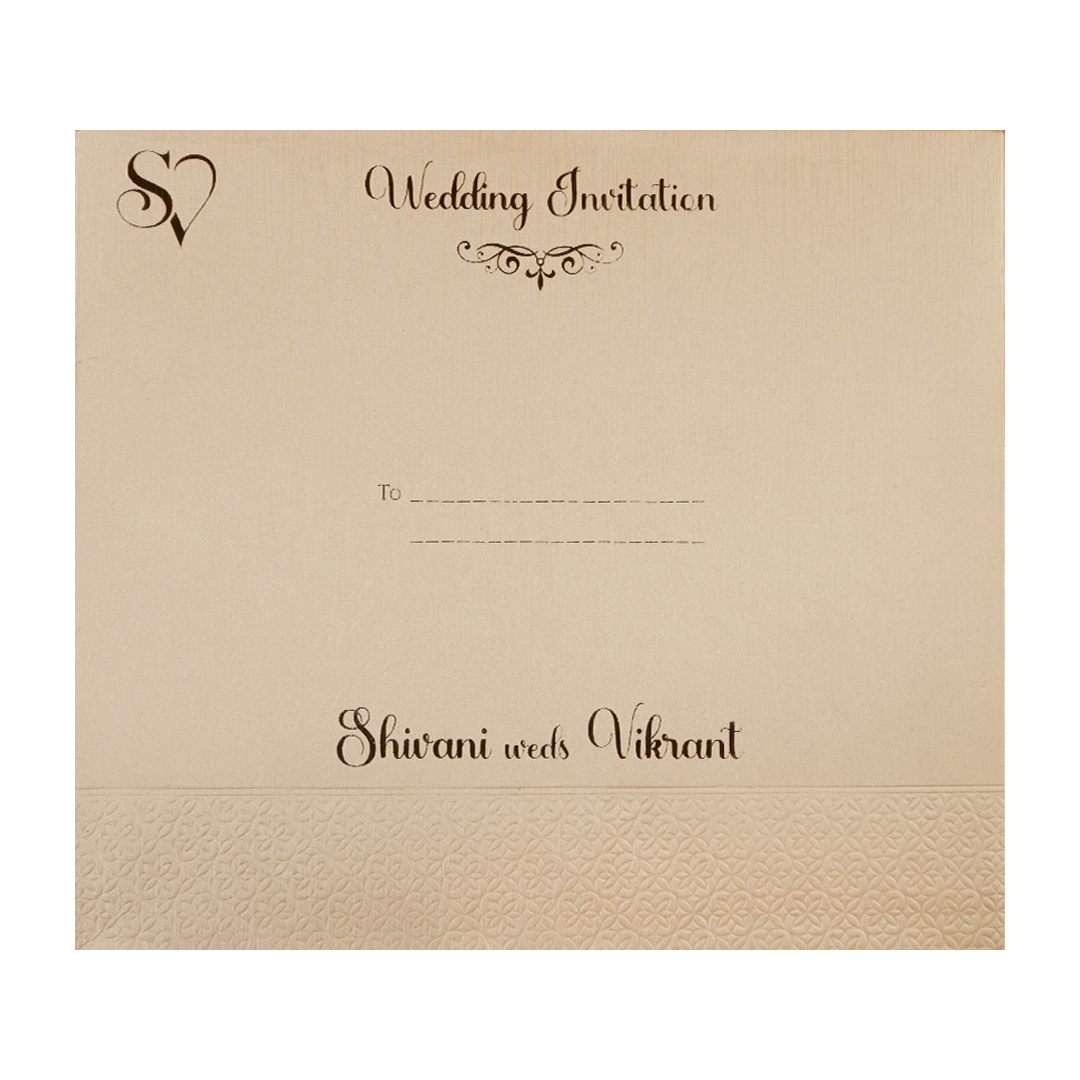 Peach Monogram Padded Wedding Card-KSI64440