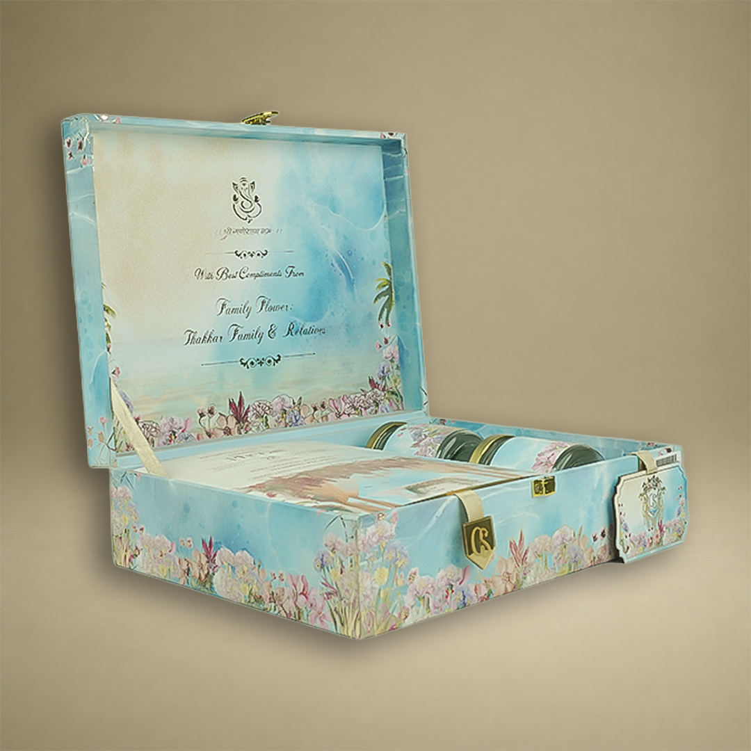 Blue Premium Bride Groom Luxury Invitation Box - KNLW202551