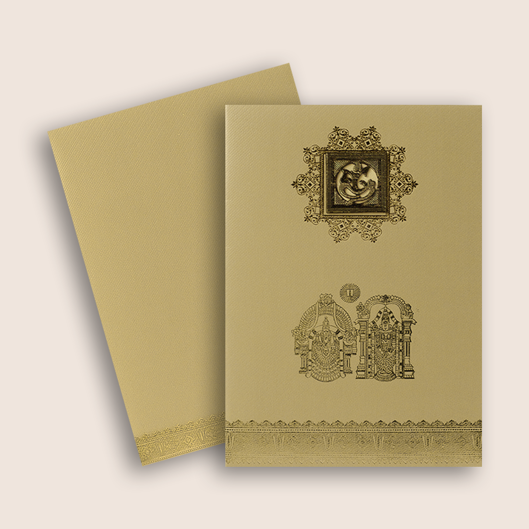 Gold Balaji Padmavathi Invitation Card-KNKTG022