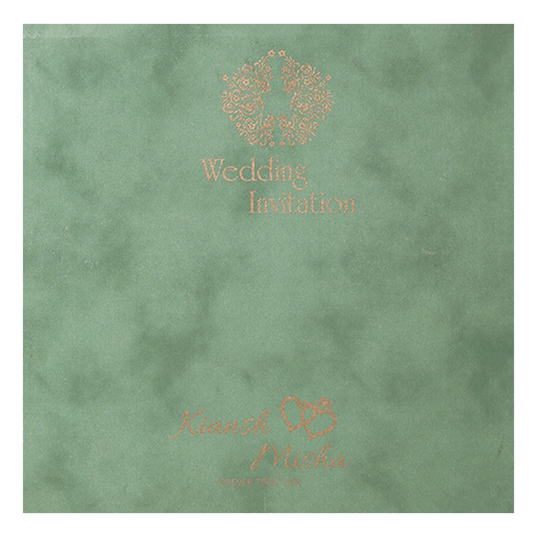Green Bride Groom Laser-Cut Wedding Card-KRC31570
