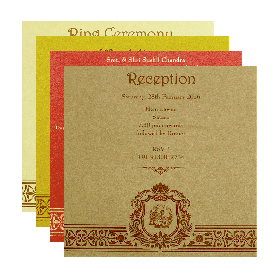 Gold Lotus Pattern Wedding Invitation Card-KPR06190