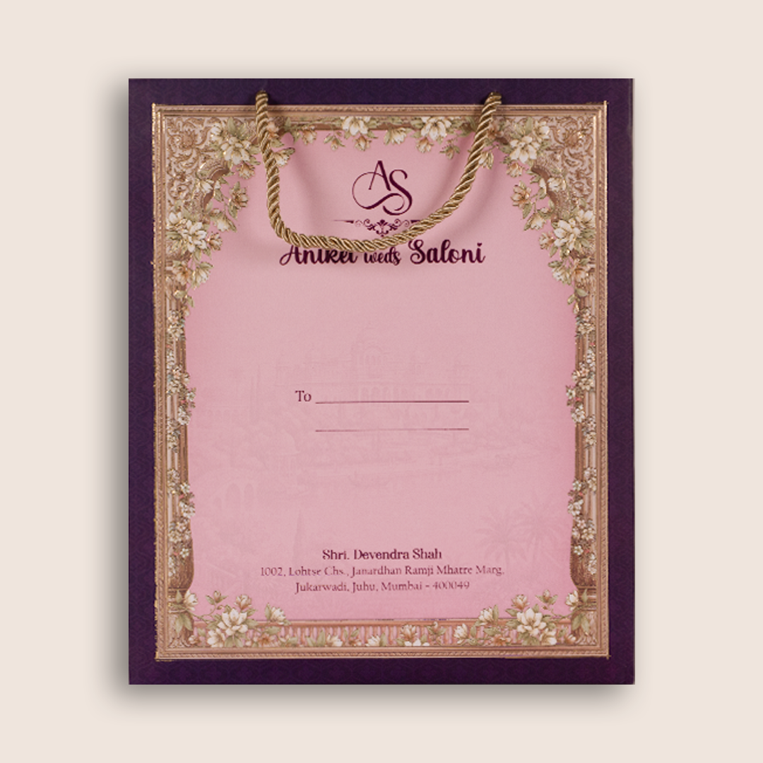 Royal Purple Palace Premium Wedding Invitation Box - KSI33270