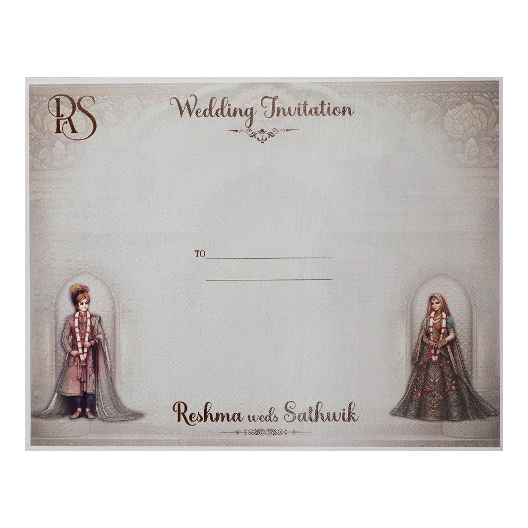 Silver Bride Groom Padded Wedding Card-KSI64150