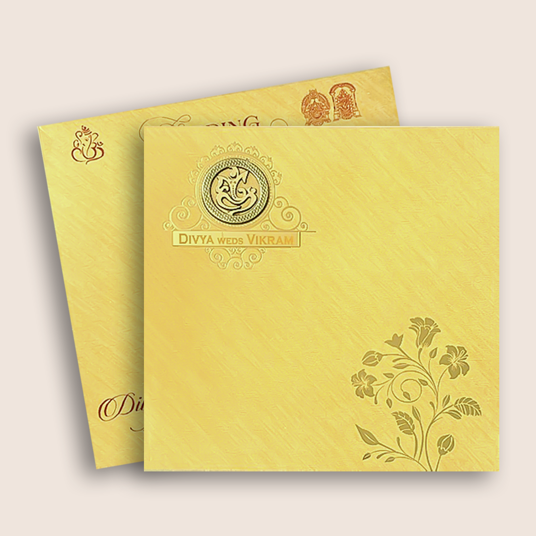 Gold Floral Pattern Wedding Card - KNPO5526G